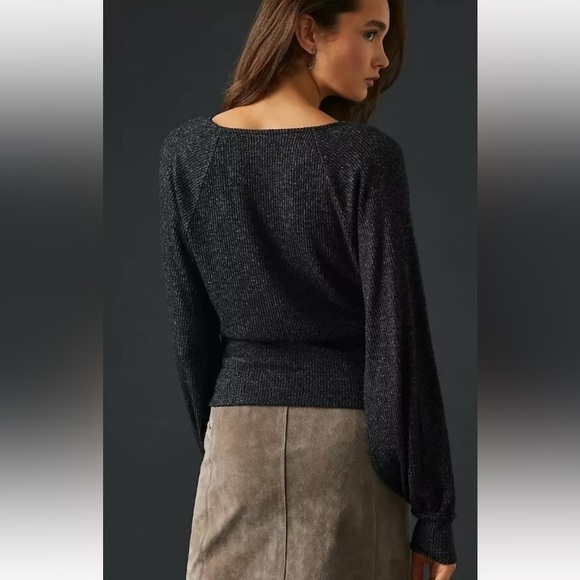 Anthropologie Brushed Ribbed Surplice Wrap Sweater - Picture 2 of 14